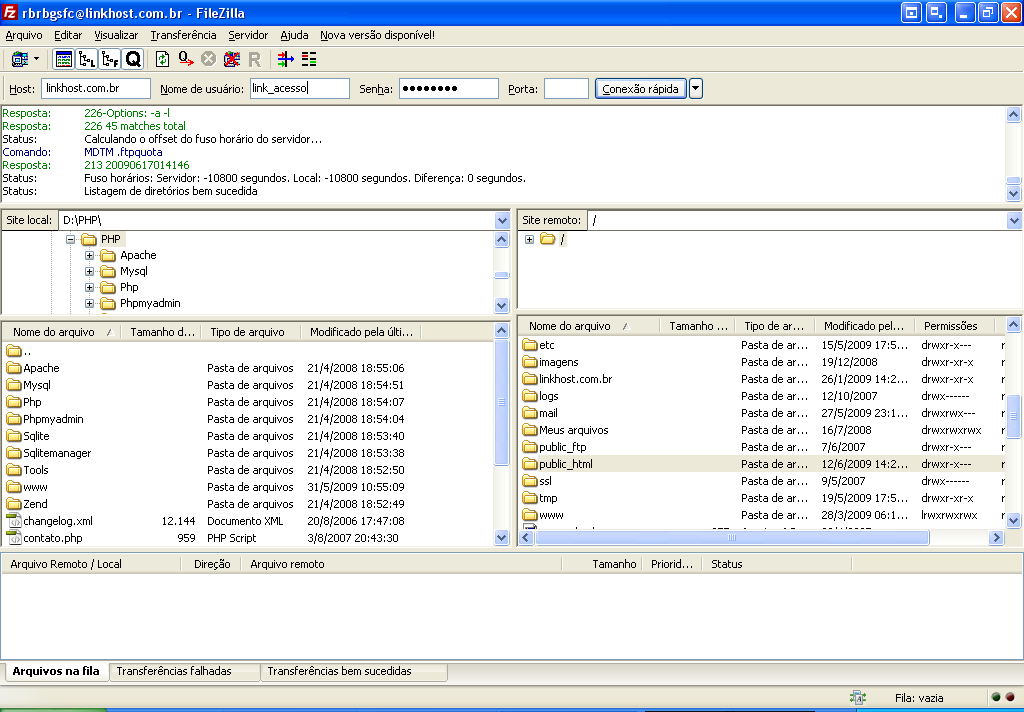 Enviando os arquivos de seu site, utilizando um programa FTP Enviando os arquivos de seu site, utilizando um programa FTP